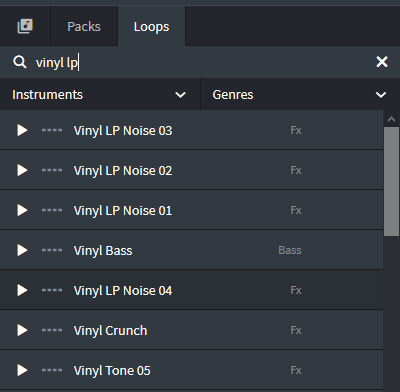 vinyl loops search in bandlab