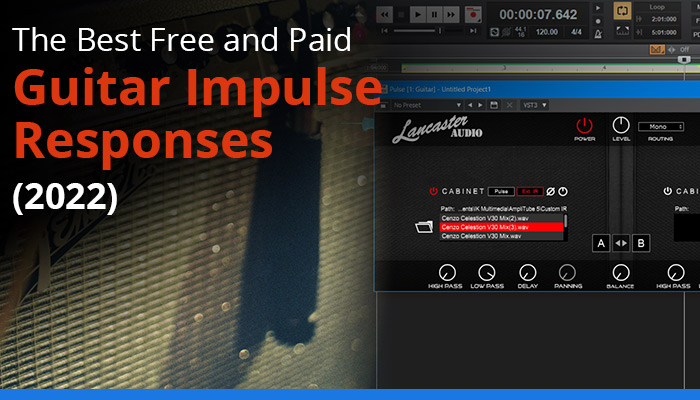 The Best Free and Paid Guitar Impulse Resonses (2022) - Pulse Screenshot and Fender Amp with mic