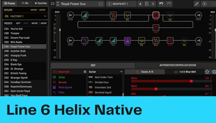 Screenshot of Line 6 Helix Native - Virtual Guitar Amp Sim