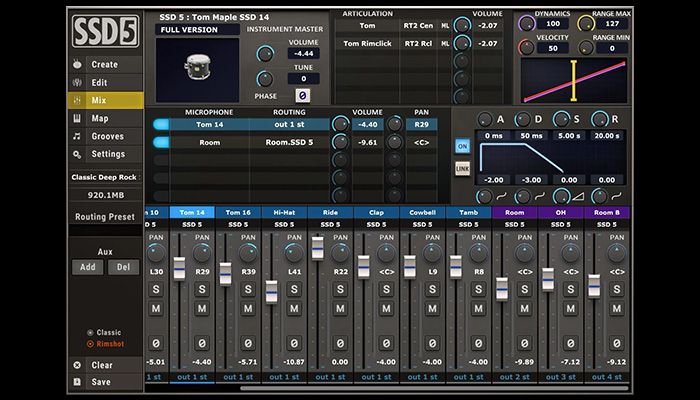 Screenshot showing Steven Slate Drums 5 interface